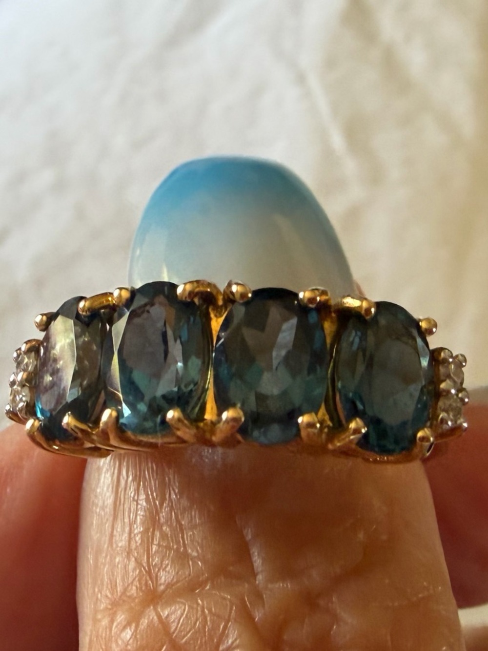London Blue & Diamond Ring in 14K Yellow Gold - Excellent Condition